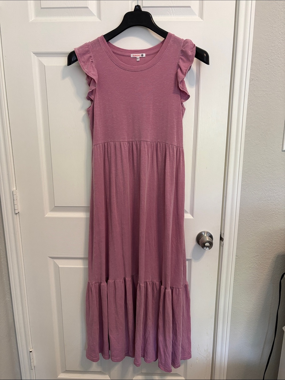 Sundry Dusty Mauve Ruffle Sleeve Maxi Dress wt63
